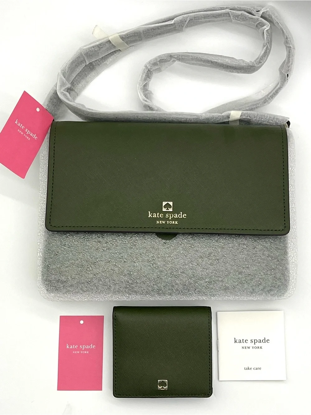 Kate Spade Kayla Small L-Zip Bifold Wallet Sapling Green Leather NWT